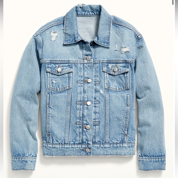 Old Navy Jackets & Blazers - NWT - Old Navy Distressed Classic Denim Jean Jacket - Large Tall, Light Wash